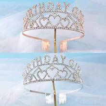 1pc Minimalist Headpiece Crown Design Hair Accessory, Elegant Princess Headband Headpiece, Stylish Crown Hair Adornment For Women, Suitable For Weddings, Galas, Birthday Parties, Photo Shoots - Alloy Diamond Crown, Events & Cosplay Accessories
