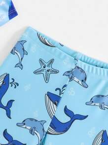 3 Packs Boys Cute Ocean Shark Pattern Beach Shorts, Dinosaur Print Swim Trunks, Suitable For Summer Beach, Vacation, Pool Outdoor Activities Swimwear - Multicolor - View 3