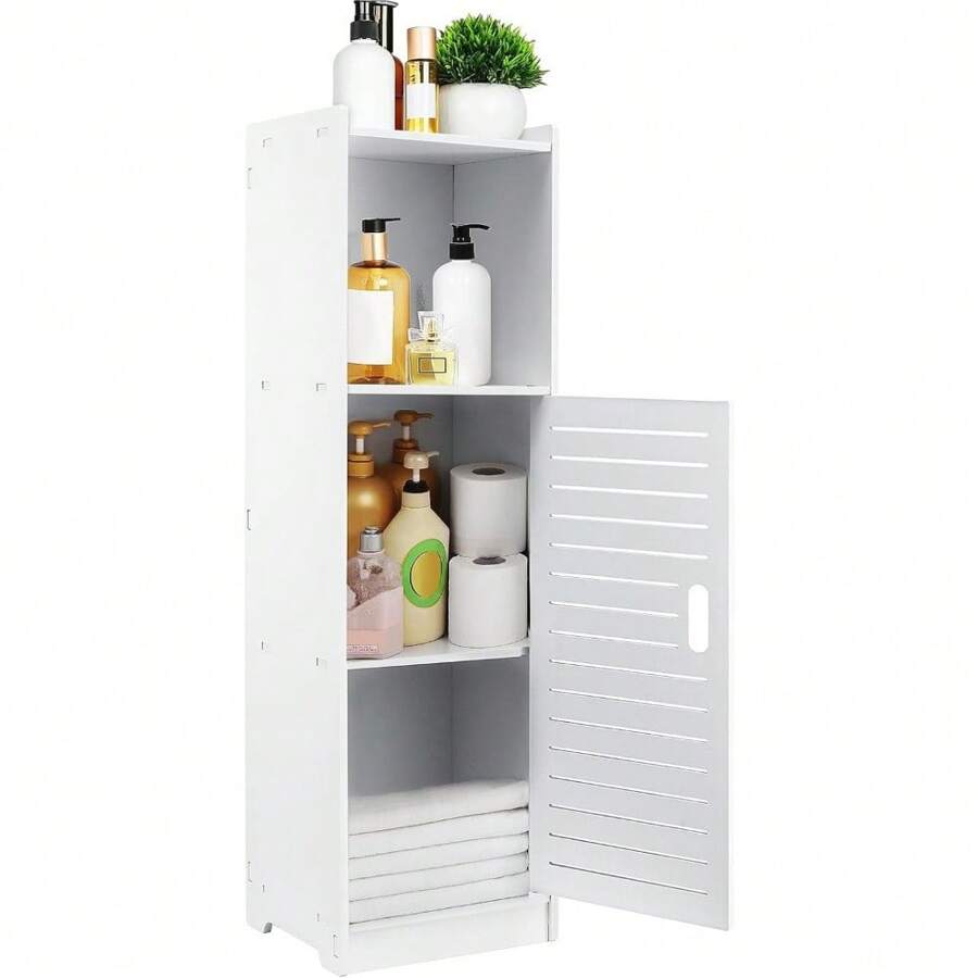 Wasserdichter Badezimmerschrank Badezimmermöbel Kommt mit offenen Ablagefächern Badschrank Freistehende Geeignet für Wohnzimmer, Küche und Bad Dreischichtige Weiß 55x21x21CM - 80x20x24cm - Übersicht 1