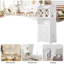 Wasserdichter Badezimmerschrank Badezimmermöbel Kommt mit offenen Ablagefächern Badschrank Freistehende Geeignet für Wohnzimmer, Küche und Bad Dreischichtige Weiß 55x21x21CM