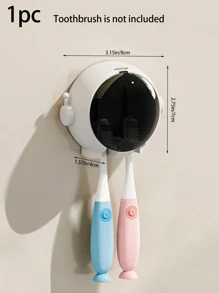 1 件可爱宇航员牙刷架，宇航员形状节省空间的牙刷架壁挂式带自动盖，独特卡通设计浴室储物整理器，无需钻孔安装，牙刷和牙膏盒，卫生防尘牙刷存储，为任何浴室空间增添乐趣和功能。，浴室配件，房间装饰 - 彩色 - 查看 4