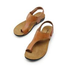 Women's Cork Footbed Sandals Comfortable Arch Support Casual Thong Flat Sandals Simple Design For Summer Dress Shoes - 棕色 - 查看 2