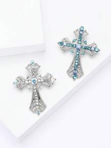 时尚水钻胸针 女士礼服西装别针配饰 派对宴会礼物 - Cross - 查看 3