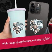 [Voodoo Doll Thinking Of You Sticker] Thinking Of You Voodoo Doll Vinyl Sticker For Luggage Water Bottle Laptop - Multicolor - View 3