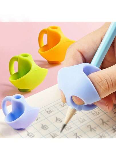 Set de 5 correctores de agarre de lápiz de 3 dedos de color aleatorio para mejorar la postura de la escritura, adecuado para escribir, exámenes y vuelta al cole