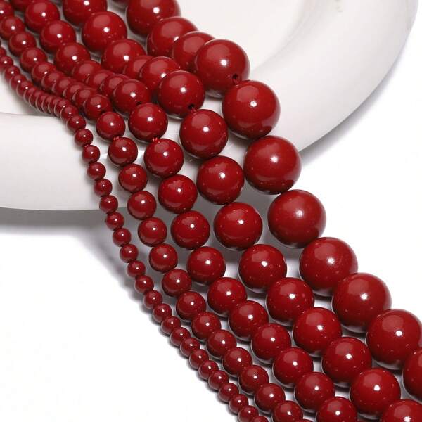 1 paquete de cuentas sueltas de cinabrio rojo natural premium de 4-12mm, cuentas espaciadoras de vermellón de alta calidad para hacer joyas, pulseras, collares y aretes - suministros de manualidades como regalo para hombres y mujeres, kit para hacer pulseras