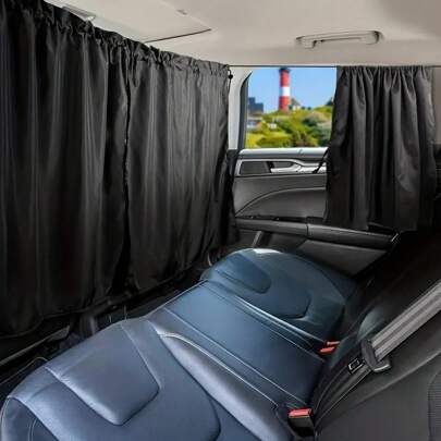 4pcs/Set Car Privacy Curtain Set - Suitable For Sedans And SUVs, Including Rear Seat & Side Window Separator With Storage Bag