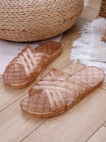 Women Anti-Slip Jelly Bathroom Shoes Home Slide Slippers Slip On Sandals For Ladies