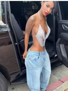 1pc Multi-Layer Tassel Chain Punk Style Body Chain Necklace, Suitable For Parties, Christmas And Daily Wear - Silver - View 5