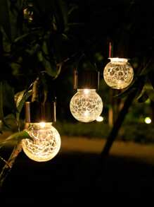 1pc Solar Crackle Ball Hanging Solar Crackle Hanging Solar Light Decorative Light Outdoor Garden Courtyard Wall Landscape Wall Holiday Decoration Tree Hanging Solar Light, Courtyard Decoration Crackle Ball Solar LED Light, Home Decor Garden Outdoor Solar Crackle Light, Holiday Christmas Ramadan Decoration Solar Outdoor Light, Fairy Light, Camping Light