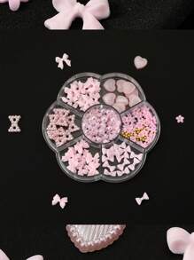 1 caja (7 en 1) de accesorios de arte de uñas + 3 piezas de juego de lápices con pincel de diamantes de imitación, incluye accesorios de arte de uñas en caja con corazones, moños, conjunto mixto de diamantes de imitación, con 1 sacapuntas, 1 pinzas y 1 lápiz de cera autoadhesiva con resina para decoración de uñas DIY, para mujeres y niñas, para salón de belleza en casa.