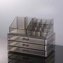 亚克力 3 抽屉收纳整理盒，可堆叠办公用品办公桌抽屉托盘，用于文具、彩妆盘、化妆品和梳妆台收纳