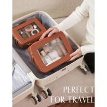 Clear Makeup Bag Travel Cosmetic Case Transparent Toiletry Bag With Zipper, Portable Make Up Organizer Traveling Compact Car Bag For Essentials