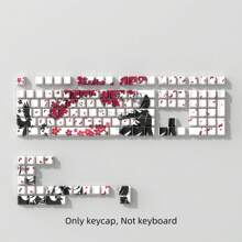 Bokawz Sakura Raven 键帽，PBT 樱桃轮廓，5 面染料升华，半透明侧面蚀刻，适合 6.25U 空格键 61/68/75/84/87/98/100/104/108 键布局 - Only keycap, Not keyboard - 查看 13