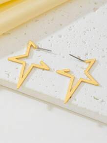 1 Pair Creative Four-Pointed Star Design Earrings, Delicate And Stylish, Ramadan Holiday Gift For Women