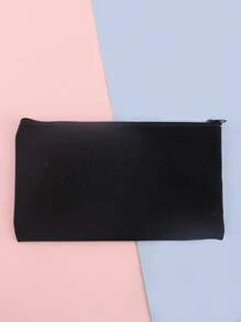 1/2pcs Canvas Solid Color Large Capacity Pencil Case Zipper Pencil Bag, Minimalist,Back To School,School Supplies,Pencil Pouch,School Bag