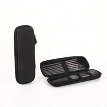1pc Portable Rectangular EVA Material Black Storage Box, Makeup Cosmetic Organizer, Pencil Pen Eraser Stationery Box, High-Quality EVA Pencil Case For Office And School Supplies