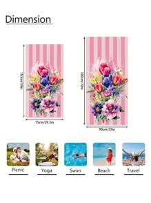 1pc Prachtige Bloemen Stranddeken, Extra Zachte Microvezel Extra Grote Strandhanddoek, Zeer Absorberende Badhanddoek, Geschikt Voor Reizen, Zwembad, Duiken, Surfen, Yoga, Kamperen, Verschillende Maten, Strandaccessoires Zomer, Vakantie