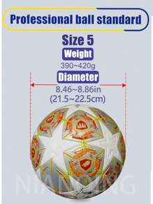 كرات كرة قدم احترافية رابطة المحترفين، جودة عالية من جلد البولي يوريثان، مرونة ممتازة، تكنولوجيا لحام حرارية خالية من الغرز، مقاومة للانزلاق والاهتراء، سهلة الركل، للتدريب المحترف للبالغين والشباب، كرة قدم رقم 5، إبرة الكرة مجانية، شبكة الكرة - الذهبي - مشاهدة 2