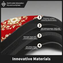 Non-Slip Stair Treads For Wooden Steps, Red Vintage Stair Treads With Super-Grip Rubber Backing, Water-Resistant & Machine Washable Safety Pads – Pet-Safe And Elderly-Friendly Indoor Anti-Skid Protection 15PCS Set