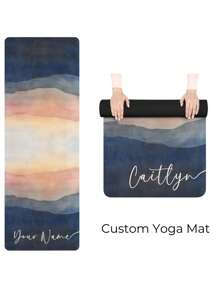 Tapis de yoga personnalisable avec image + nom, tapis de yoga d'intérieur, tapis de fitness, tapis créatif, tapis personnalisable, équipements de sport et de fitness, tapis antidérapant et amortissant, tapis carré