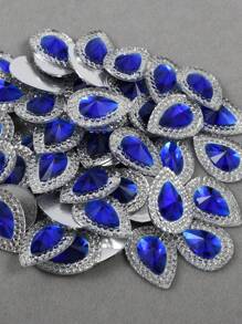 50pcs/Pack, Dual Color Resin Rhinestones, 13*18mm Teardrop Resin Rhinestones In Red And Blue, For Clothing Accessory Decoration, DIY