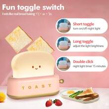 Desk Decor Toaster Lamp, Rechargeable Small Lamp With Smile Face Toast Bread Cute Toaster Shape Room Decor Night Light For Bedroom, Bedside, Living Room, Dining, Desk Decorations, Gift,Decoración Habitation,Lampara Mesita De Noche - Sầu riêng đỏ - Xem 7