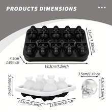 1 件硅胶柔性骷髅冰块托盘，恐怖骷髅冰球制作器，软饮/威士忌/鸡尾酒冰模，厨房 - 彩色 - 查看 4