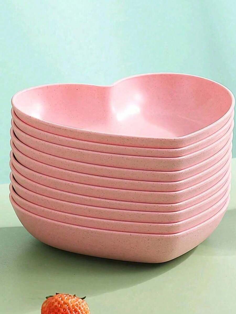 5个心形塑料零食盘，适合盛放糖果、水果，适用于家庭、派对、厨房、圣诞礼物