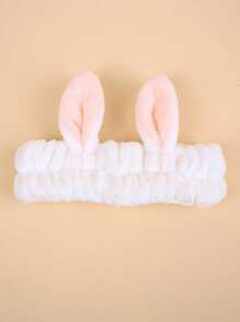 1pc Women's Plush Faux Rabbit Ear Elastic Headband, Cute Sweet Fashion Cartoon Hair Accessories, Daily Use Hairband For Washing Face, Masking