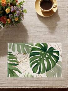 4 peças-jogos americanos de mesa, conjunto de 4 jogos americanos de folhas de palmeira primavera verão, jogos americanos de mesa de plantas tropicais verdes monstera, decoração de cozinha sazonal havaiana, decoração de casa