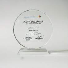 1 Customized Crystal Trophy Award Plaque Frame, Personalized Round Glass Photo Album For Office And Home Decor, Acrylic Tabletop Decoration, Pet Memorial, Ideal For Wedding, Graduation, Valentine's Day, Mother's Day, Thanksgiving, Teacher's Day, Father's Day Gifts