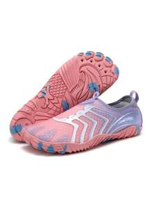 Contrast Color Striped Beach Water Shoes For Men, Thin Fabric Quick-Dry Anti-Slip Soft Sole Yoga Shoes, Suitable For Teens, Casual Summer, Outdoor, Athletic, Vacation, Graduation Gifts, Birthday Accessories