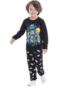 2 Peças de Pijama Infantil Menino Manga Longa Variadas - 1 Camiseta + 1 Calças