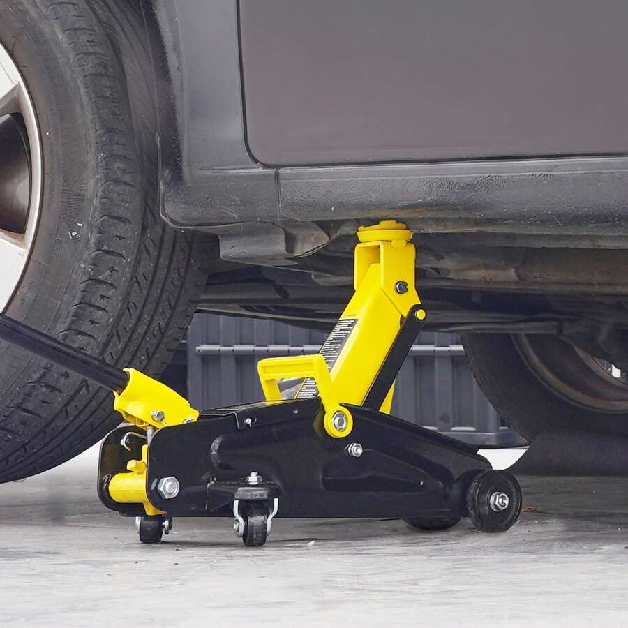 Low Profile Floor Jack, Heavy Duty Aluminum Hydraulic Racing Floor Jack, Hydraulic Car Jack, Single Dual Piston Quick Lift Pump, Height Lifting Range (Yellow) - 2 Ton (4400 Lbs), Iron, Single Piston - View 1