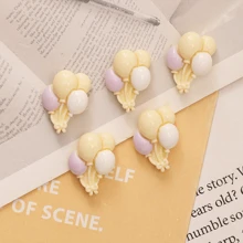 100 件树脂美甲装饰，迷你气球饰物柔和色彩卡通设计 DIY 公主风格 3D 美甲配件女士夏季美甲装饰用品