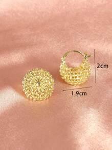 1 Cặp Hoa tai vòng tròn kim loại, Hoa tai đinh tán thiết kế cá nhân hóa mới của Hàn Quốc dành cho phụ nữ - Vàng - Xem 4