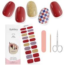 20pcs Gel Nail Strips, Semi-Cured Gel Nail Art Stickers, Waterproof Full Nail Art Decals Set For Nail Decoration