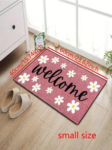 1pc Pink Background Welcome Floral Design Doormat, Minimalist Style Indoor/Outdoor Non-Slip Mat, Washable, Water Absorbing, Quick Drying, Suitable For Kitchen, Dining Room, Hallway, Bathroom, Bedroom, Outdoor, Entryway, Home Decor, Room Decor, All Season Gifts Birthday Graduation Rug Carpet Rugs Door Mat Carpet For Living Room Kitchen Rug Bedroom Decor Blankets And Throws Rugs For Bed Room Bathroom Decor Room Decoration Stuff Living Room Decor Office Decor House Decor Home Decor Living Room Bathroom Rug Room Decor Aesthetic