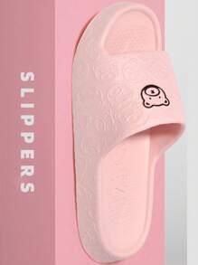 4-Season Popular New Versatile Men's Slide Sandals, Cartoon Black Graffiti Bear Head Design Unisex Slippers, EVA Material Breathable Non-Smelly Wet Feet, Indoor Outdoor Lightweight Quiet Slippers (Recommend Ordering One Size Up For More Comfort) - Pink - View 6