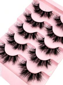 5 Pairs 9D Thick Natural Curly Lashes, Dense & Dramatic Faux Mink Lashes Look, Natural Style Reusable Curling Lengthening Lashes For Makeup