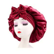 Silky Satin Sleep Bonnet For Women With Adjustable Bow Ties - Luxurious Hair Protection Cap For Curly/Natural Hair, Multi-Color Options, Soft Nighttime Hair Care Essential,Bonnet,Shower Cap,Hair Products And Accessories For Barber Salon Beauty Travel Essentials