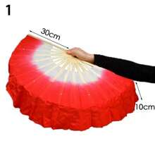 中国短肚皮舞扇子30cm竹扇+10cm半圆丝扇一对秧歌舞竹扇手工染成人热卖 - 彩色 - 查看 13