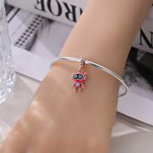 1 Piece Silver Plated Time Travel Camera Vintage Pocket Watch Telephone Time Gate Sweet Pink Robot Small Rocket Bead Pendant Suitable For DIY Jewelry Making Original Bracelet Necklace Beads Women's Jewelry Birthday Gift Valentine's Day Memorial Gift