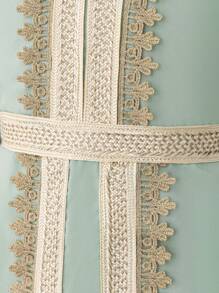 Baby Girls V-Neck Metallic Ribbon Stretchy Elegant Party Princess Dress, Suitable For Family Banquet, Holidays & Celebrations (Headband Not Included)