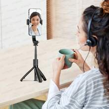 AXNEN Extendable Selfie Stick Tripod With Wireless Remote And Phone Holder, Portable Smartphone Tripod Stand For Group Selfie/Live Streaming/Video Recording, Compatible With IOS And Android Devices - Black - View 5