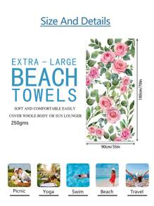 1pc Prachtige Bloemen Stranddeken, Extra Zachte Microvezel Extra Grote Strandhanddoek, Zeer Absorberende Badhanddoek, Geschikt Voor Reizen, Zwembad, Duiken, Surfen, Yoga, Kamperen, Verschillende Maten, Strandaccessoires Zomer, Vakantie