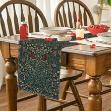 Vintage Boho Floral Botanical Tree Table Runner, Holiday Home Kitchen Dining Room Indoor Outdoor Party Decor Tablecloth