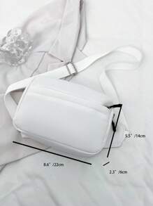 纯色尼龙时尚休闲迷你斜挎包，多功能运动风格男士旅行包 - 白色 - 查看 4