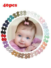 40 piezas Miniclips de lazo, lazos de cinta grosgrán para niñas bebés, pinzas de cabello diminutas para niñas bebés y niñas pequeñas